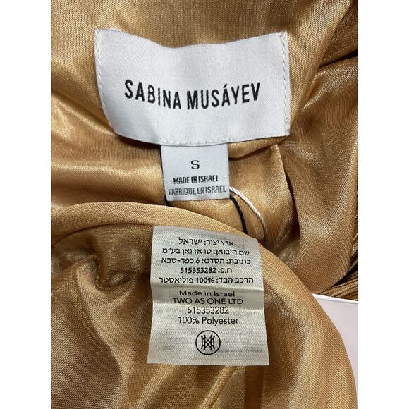 Sabina Musayev 'Blake' Gold Polyester Dress Size S NWT - Picture 4 of 4